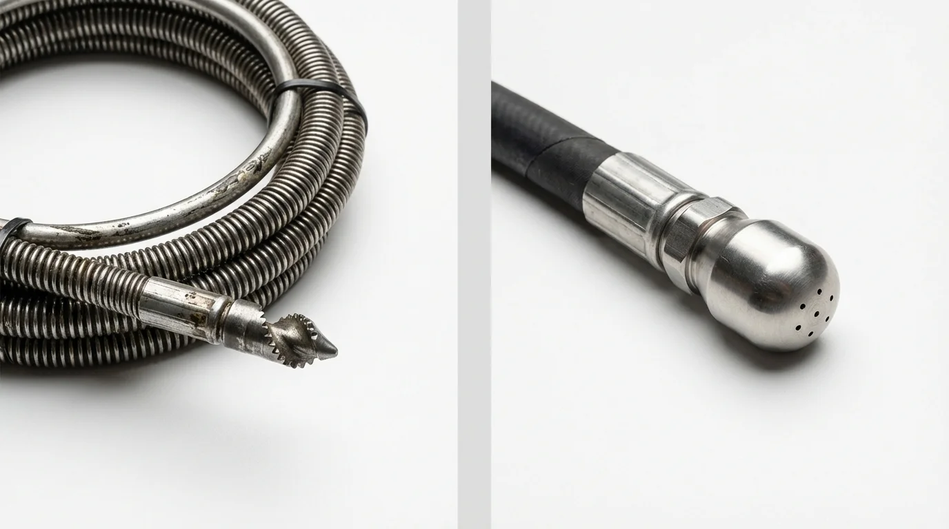 Drain snake cable and hydro jetting nozzle used for drain cleaning in State College, PA