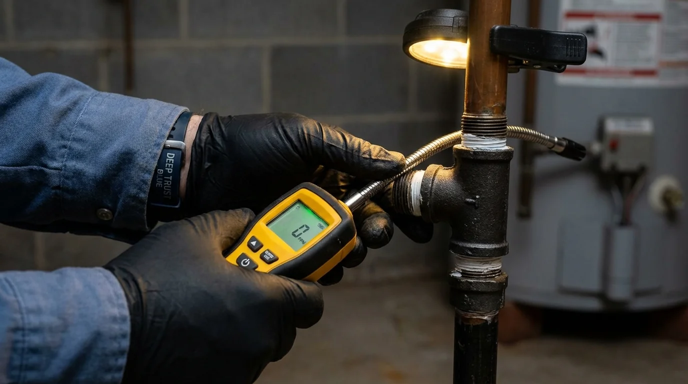Gas leak detection with electronic sniffer by Johns Plumbing LLC in State College