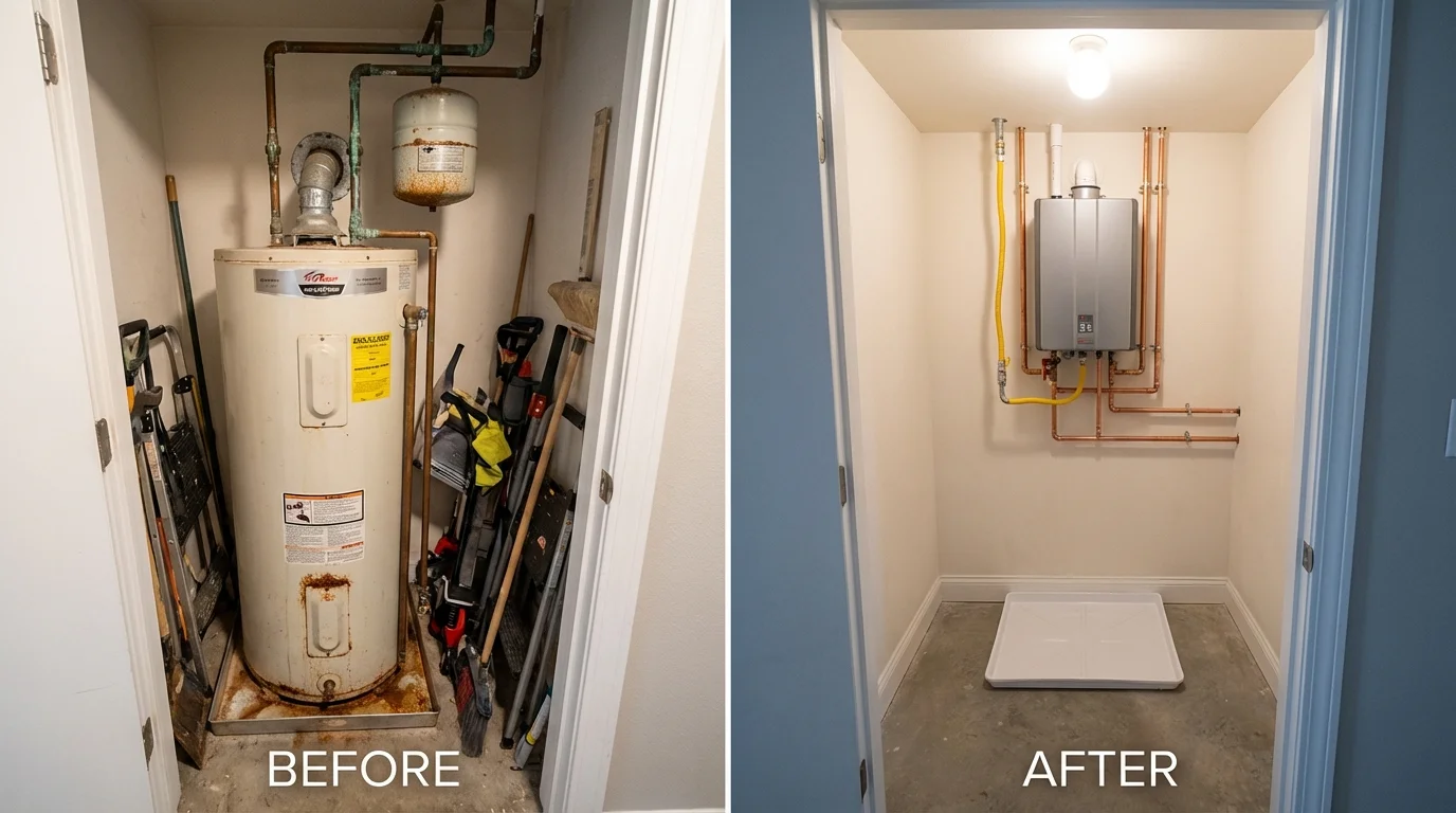 Tank water heater versus wall-mounted tankless unit comparison for State College, PA homeowners